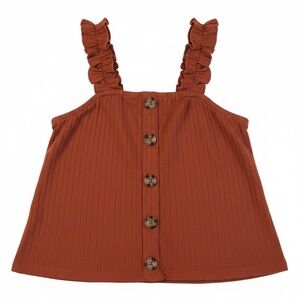 NOBO Rust Button-Front Ruffle Strap Top